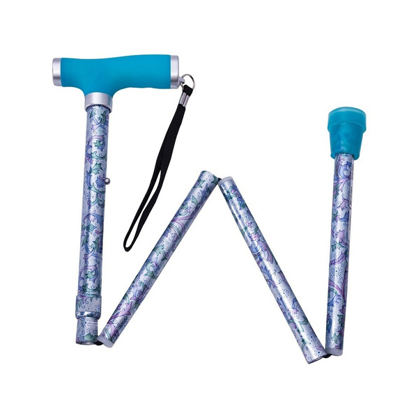 Bastón Aluminio Plegable Mango Gel Azul