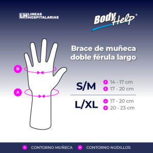Tabla de medidas, Brace de muñeca doble férula largo