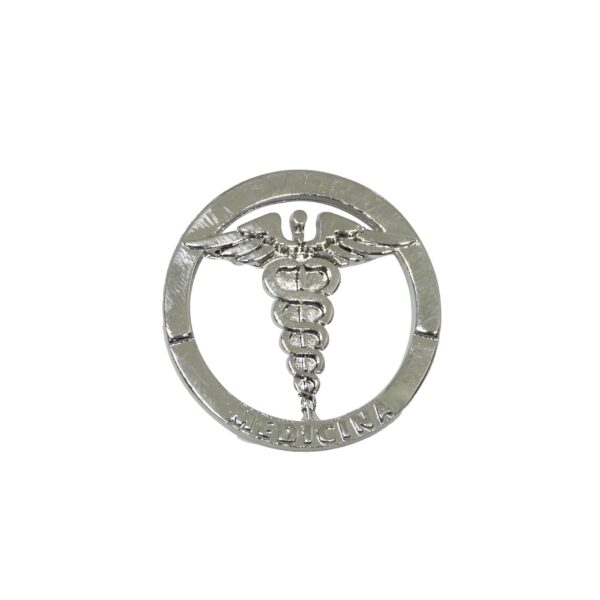 Medicina Plateado Pin Logo Medicina en un Aro